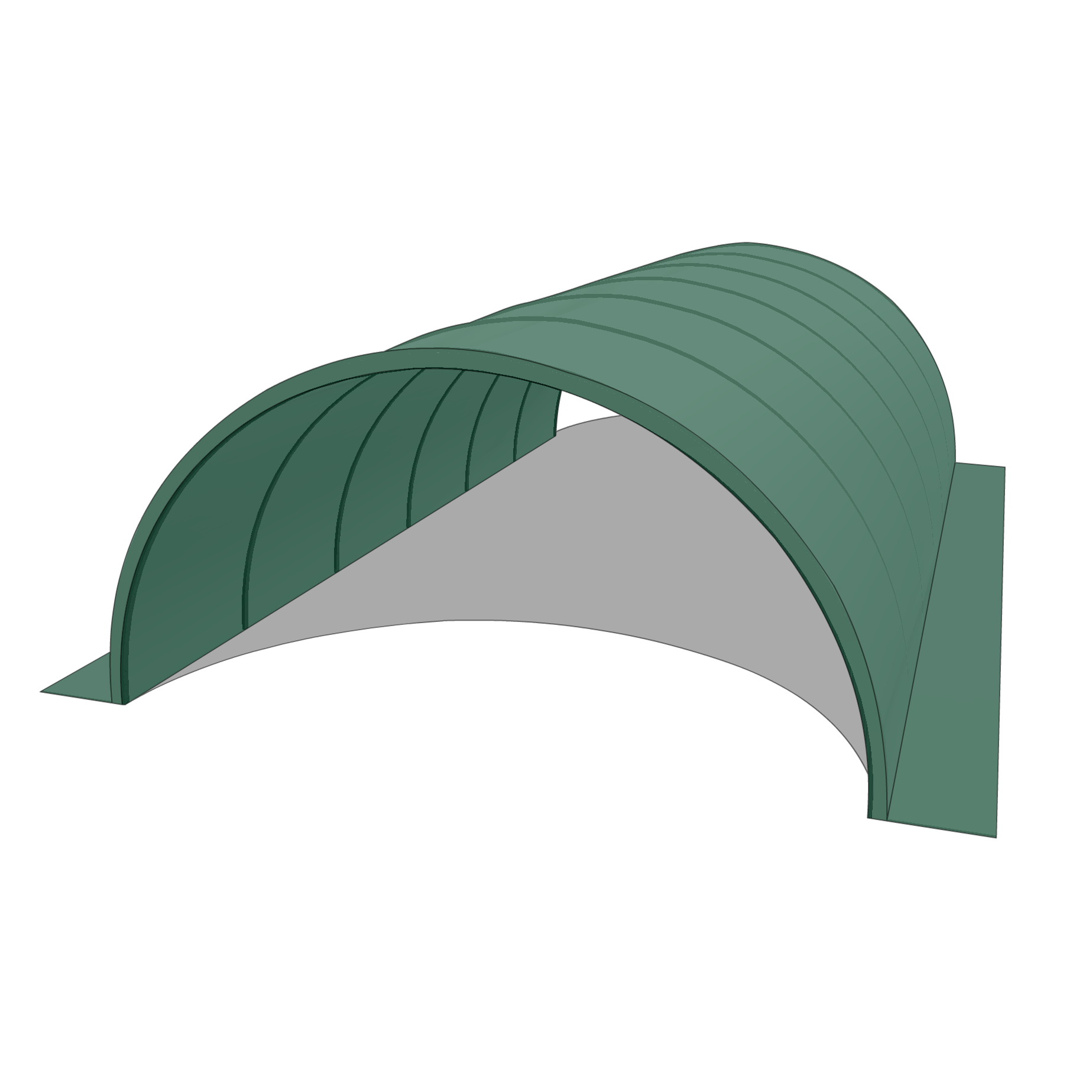 Bâche pour tunnel 15x50m en Protect cover 705 670gr/m², toile PVC Etanche Vert sapin RAL 6005
