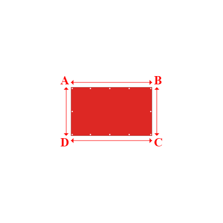 Bâche plate rectangle en Protect cover 705 670gr/m², toile PVC Etanche Rouge RAL 3002 - 1.67x1m