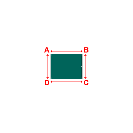 Bâche plate rectangle en Protect cover 705 670gr/m², toile PVC Etanche Vert industrie RAL 6026 - 1.1x0.85m