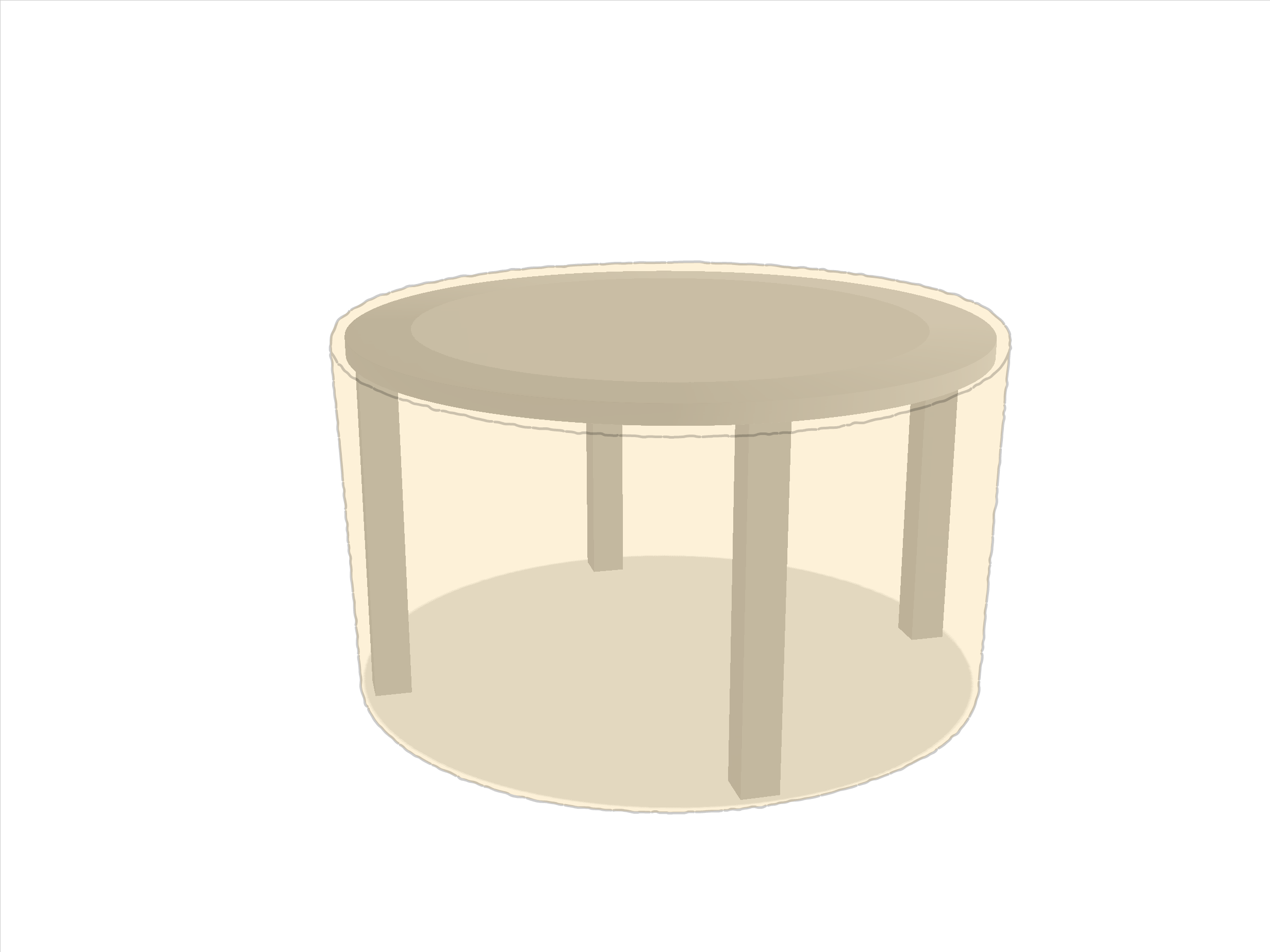 Table de jardin ronde en Protect cover 705 670gr/m², toile PVC Etanche Beige ral 1015