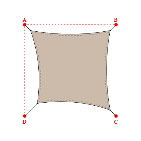 Voile d'ombrage rectangle en Soltis Lounge 96 Sandy beige 96-2135 - 3,49x3,49x3,19x3,19m