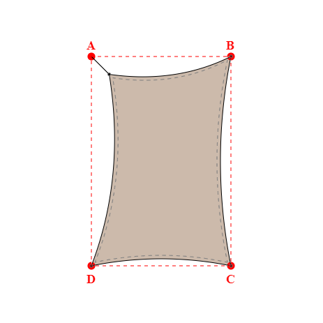 Voile d'ombrage rectangle en Soltis Lounge 96 Sandy beige 96-2135 - 1,74x3,00x2,00x2,74m