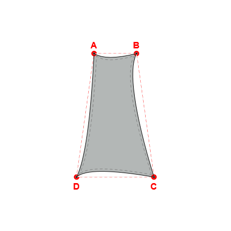 Voile d'ombrage trapèze en Soltis Lounge 96 Galet 96-2171 - 0,85x2,50x1,55x2,50m