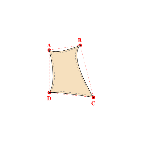 Voile d'ombrage trapèze en Soltis Lounge 96 Vanille 96-8861 - 2,00x4,75x2,86x2,75m