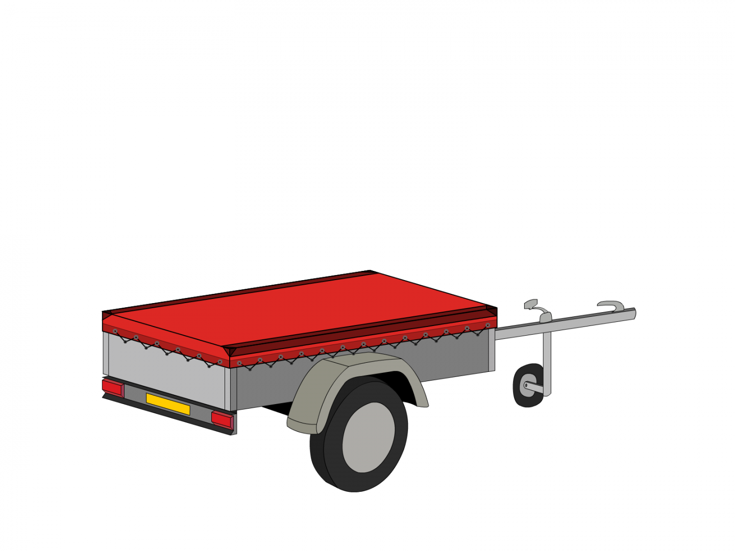 Bâche pour remorque bagagère Basse droite en Protect cover 705 670gr/m², toile PVC Etanche Rouge RAL 3002