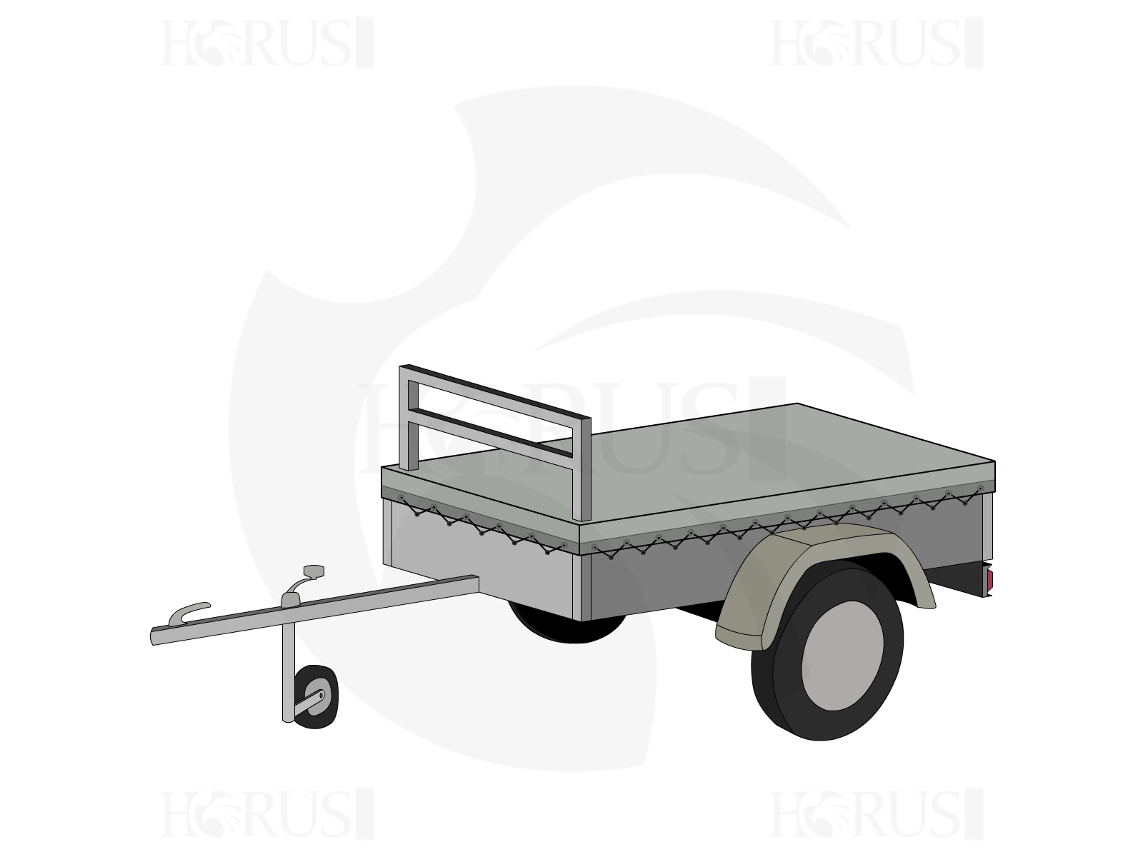 Bâche pour remorque TRIGANO REMORQUES RB 2014 en Protect cover 705 670gr/m², toile PVC Etanche Gris clair RAL 7038