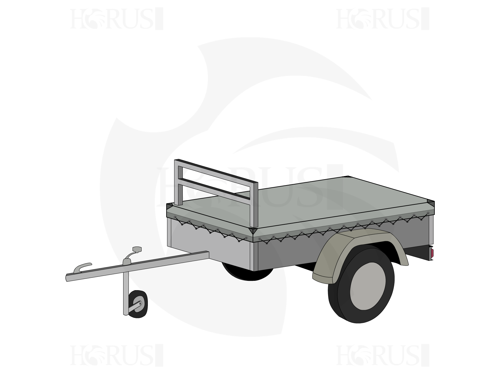 Bâche pour remorque bagagère Basse droite en Protect cover 705 670gr/m², toile PVC Etanche Gris clair RAL 7038