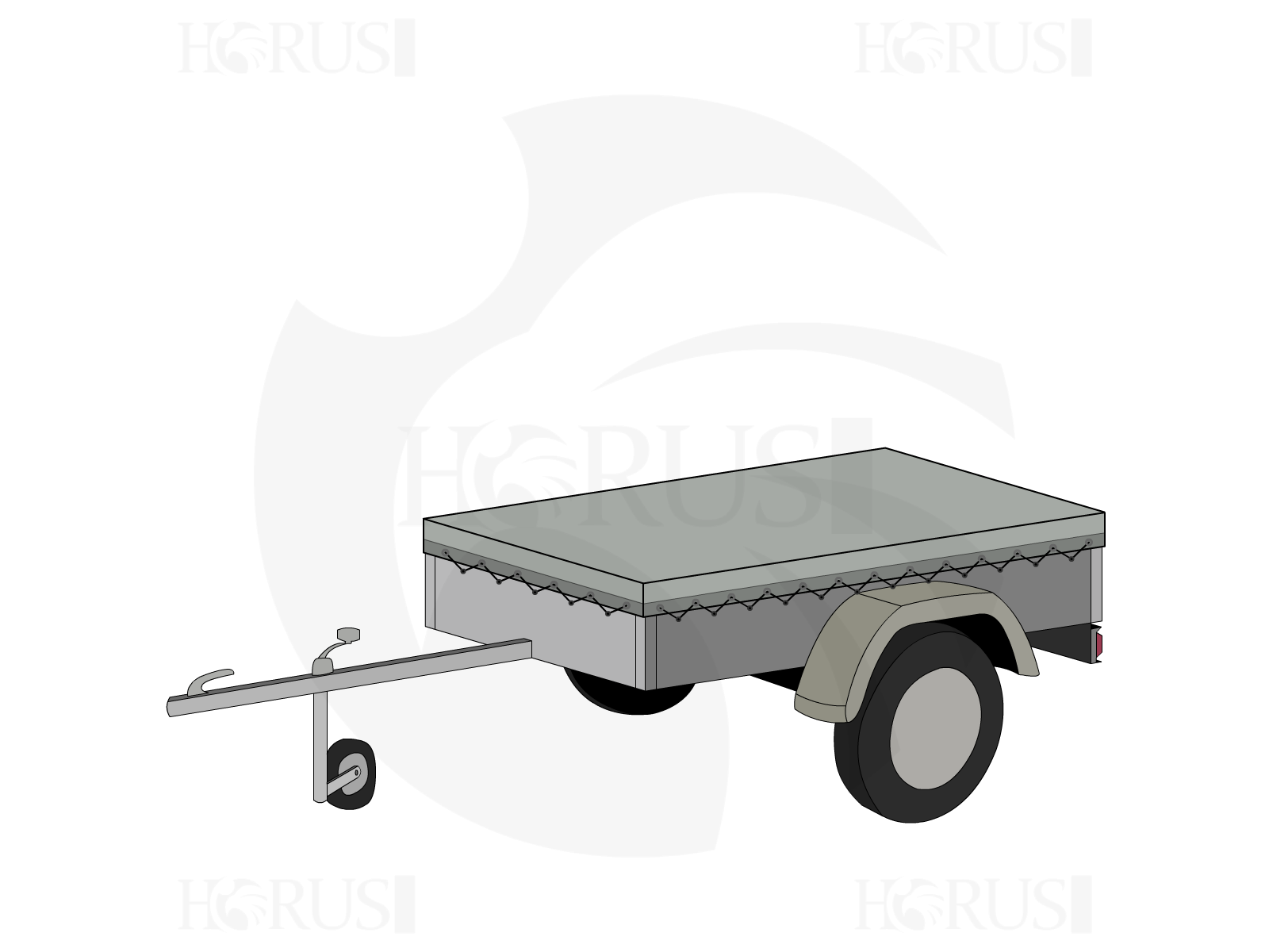 Bâche pour remorque bagagère Basse droite en Membrane PVC 670gr/m² Gris clair RAL 7038