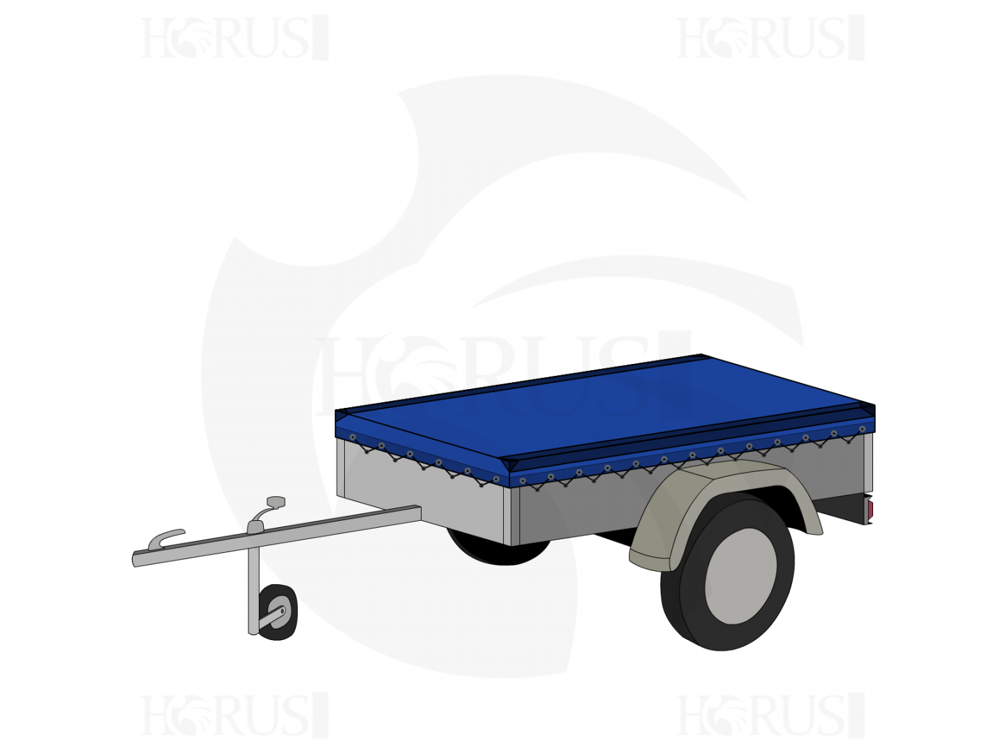 Bâche pour remorque RSA 2 essieux benne Y182C1 VHKY182C18S000213 en Membrane PVC 670gr/m² Bleu foncé RAL 5002