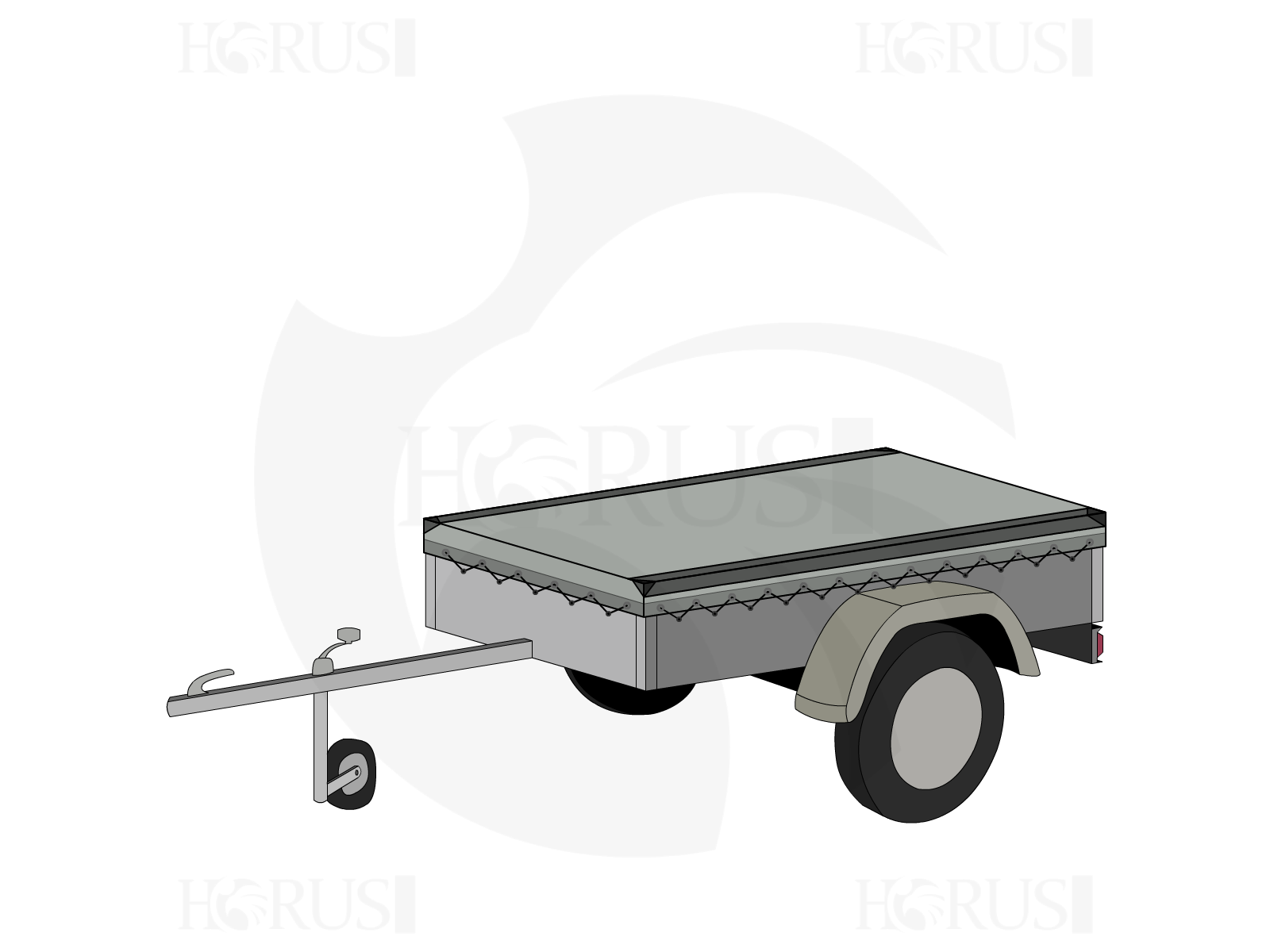 Bâche pour remorque bagagère Basse droite en Membrane PVC 670gr/m² Gris clair RAL 7038