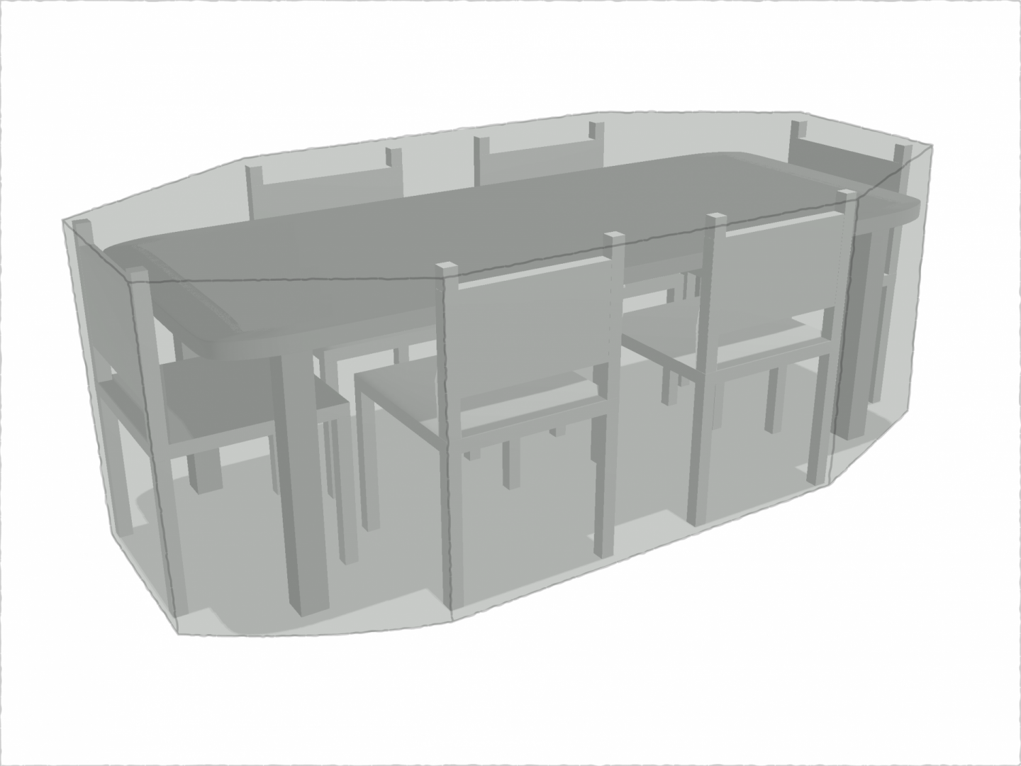 Table de jardin rectangle avec chaises en Membrane PVC 670gr/m² Gris clair RAL 7038