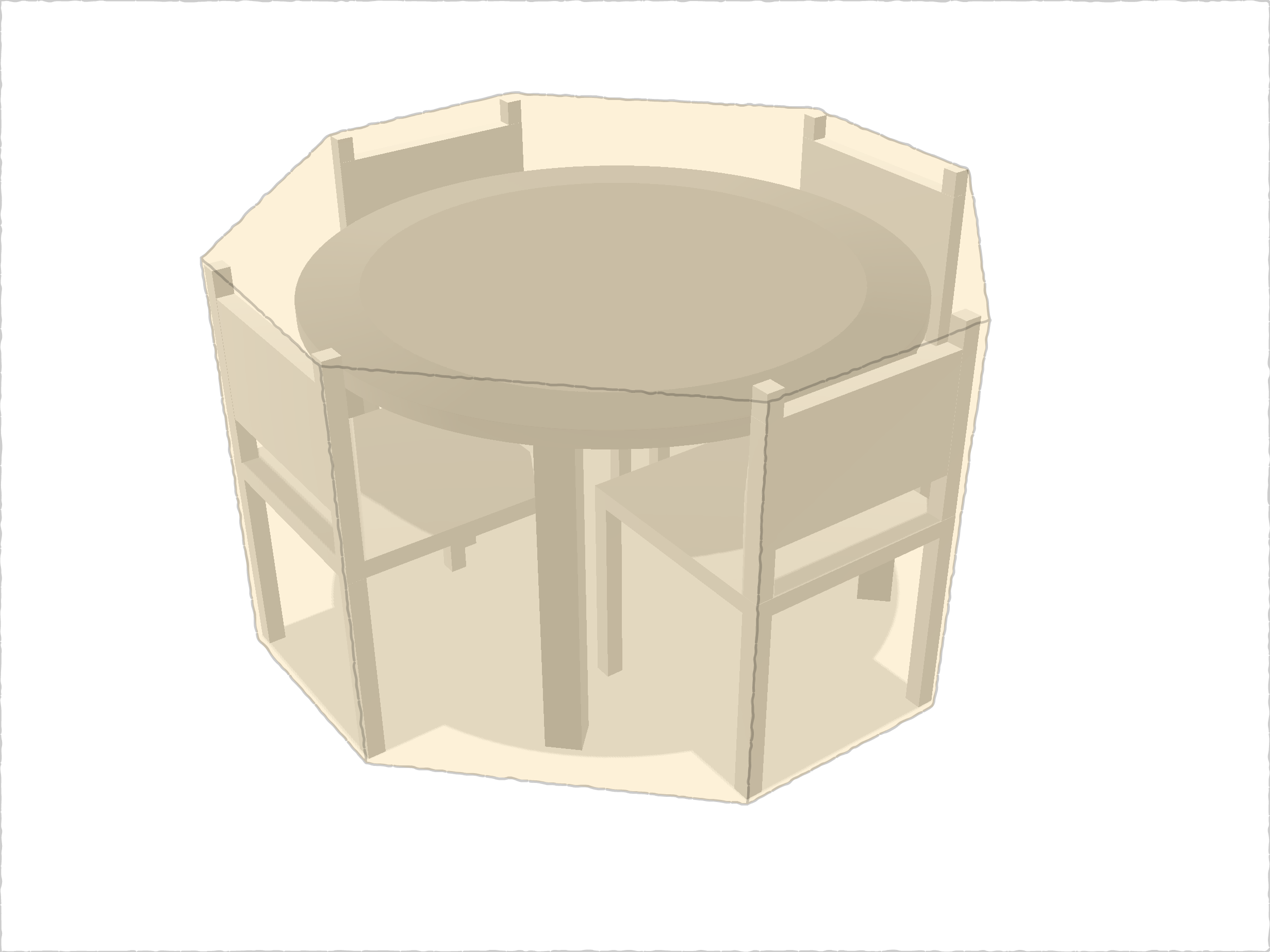Table de jardin ronde avec chaises en Membrane PVC 670gr/m² Beige ral 1015