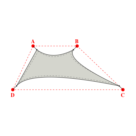 Voile d'ombrage trapèze en Soltis Perform 92 Galet 92-2171 - 2,49x3,80x6,99x2,77m
