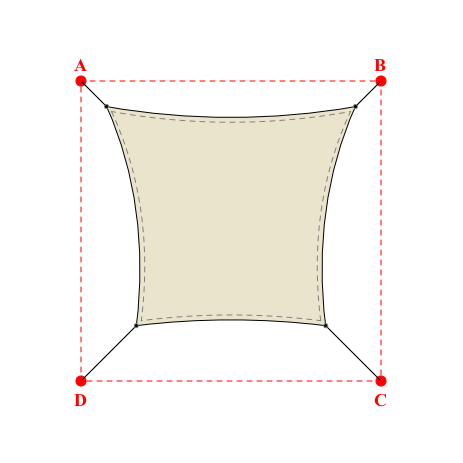 Voile d'ombrage carrée en Soltis Perform 92 Karité 92-50843 - 2,49x2,19x1,89x2,19m