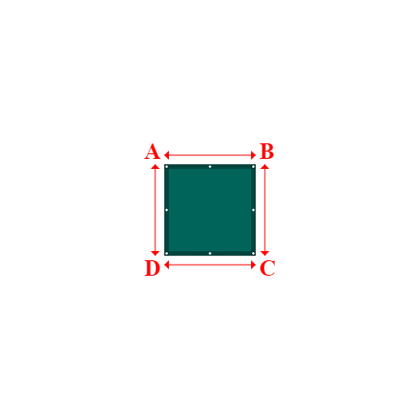 Bâche plate rectangle sur mesure en Membrane PVC 670gr/m² Vert industrie RAL 6026 - 1.00x1.00m