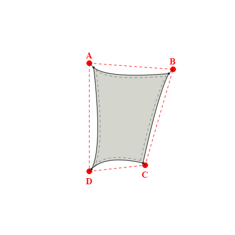Voile d'ombrage trapèze en Soltis Perform 92 Galet 92-2171 - 2,96x3,86x2,03x4,00m