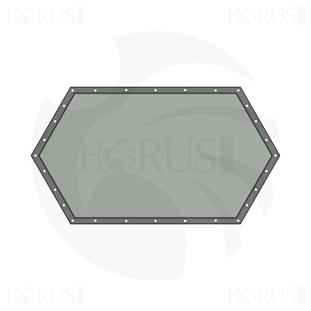Bâche plate hexagonale en Membrane PVC 670gr/m² Gris clair RAL 7038 d'une dimension de 3x2.3000000000000003x0.1m
