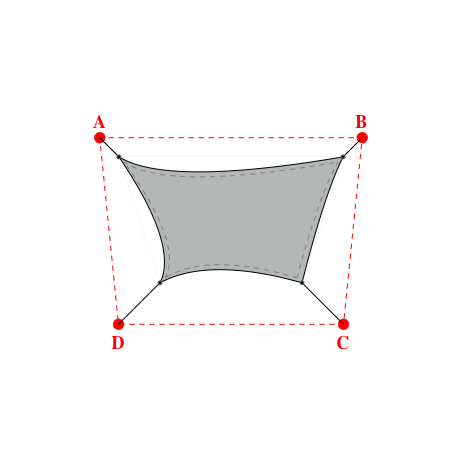 Voile d'ombrage trapèze en Soltis Lounge 96 Galet 96-2171 - 2,99x1,69x1,89x1,69m