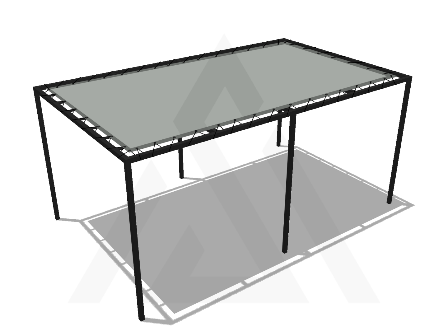 Bâche pour pergola métallique sur pieds droite en Membrane PVC 670gr/m² Gris clair RAL 7038
