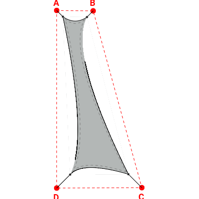 Voile d'ombrage trapèze en Soltis Lounge 96 Galet 96-2171 - 0,99x6,69x2,39x6,49m