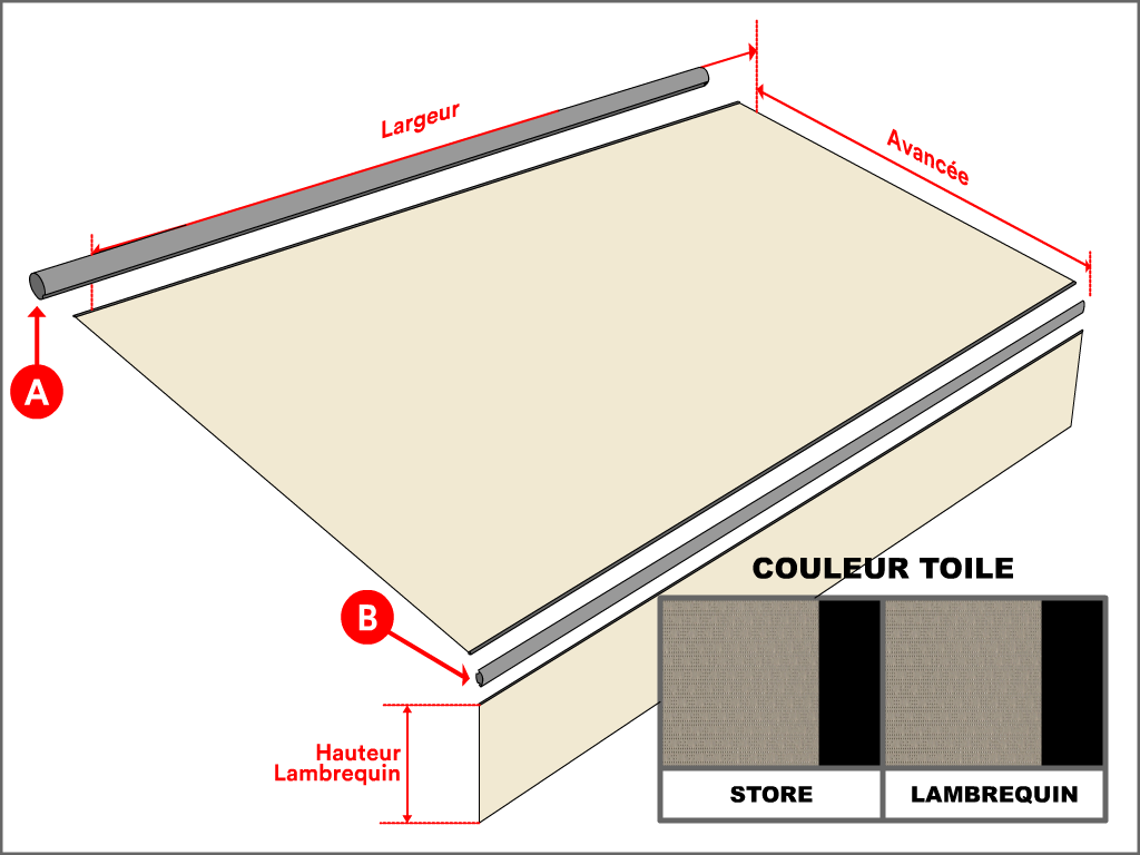 Toile pour store banne Soltis Lounge 96 Taupe 96-50850 - 5.79x3.8m - remplacement toile de store banne