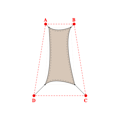 Voile d'ombrage trapèze en Soltis Horizon 86 Beige sablé 86-2135 - 1,69x4,49x2,30x4,49m
