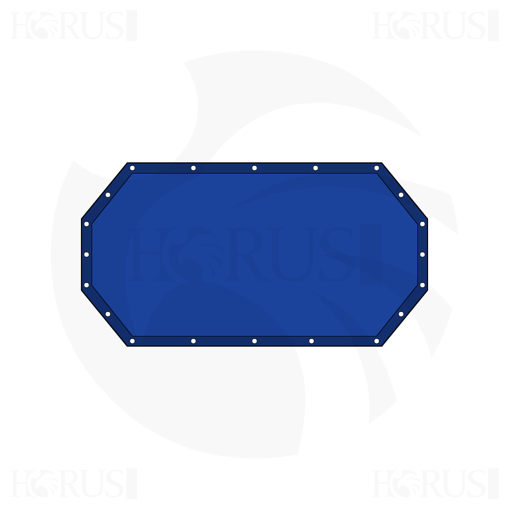 Bâche plate octogonale en Membrane PVC 670gr/m² Bleu foncé RAL 5002 d'une dimension de 2.5x2.5m