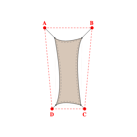 Voile d'ombrage trapèze en Soltis Horizon 86 Beige sablé 86-2135 - 1,84x4,56x1,69x4,56m