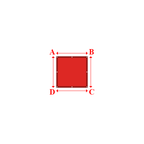 Bâche plate rectangle sur mesure en Membrane PVC 670gr/m² Rouge RAL 3002 - 1.00x1.00m