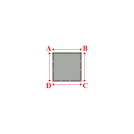 Bâche plate rectangle sur mesure en Membrane PVC 670gr/m² Gris clair RAL 7038 - 1.00x1.00m