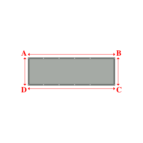 Bâche plate rectangle sur mesure en Membrane PVC 670gr/m² Gris clair RAL 7038 - 2.80x0.90m