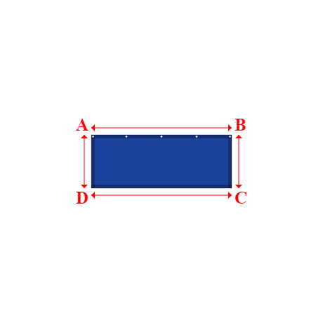 Bâche plate rectangle sur mesure en Membrane PVC 670gr/m² Bleu foncé RAL 5002 - 2.00x0.76m