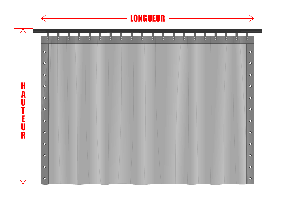 Rideau de séparation sur mesure en Membrane PVC 670gr/m² Blanc RAL 9016 - 5x3m