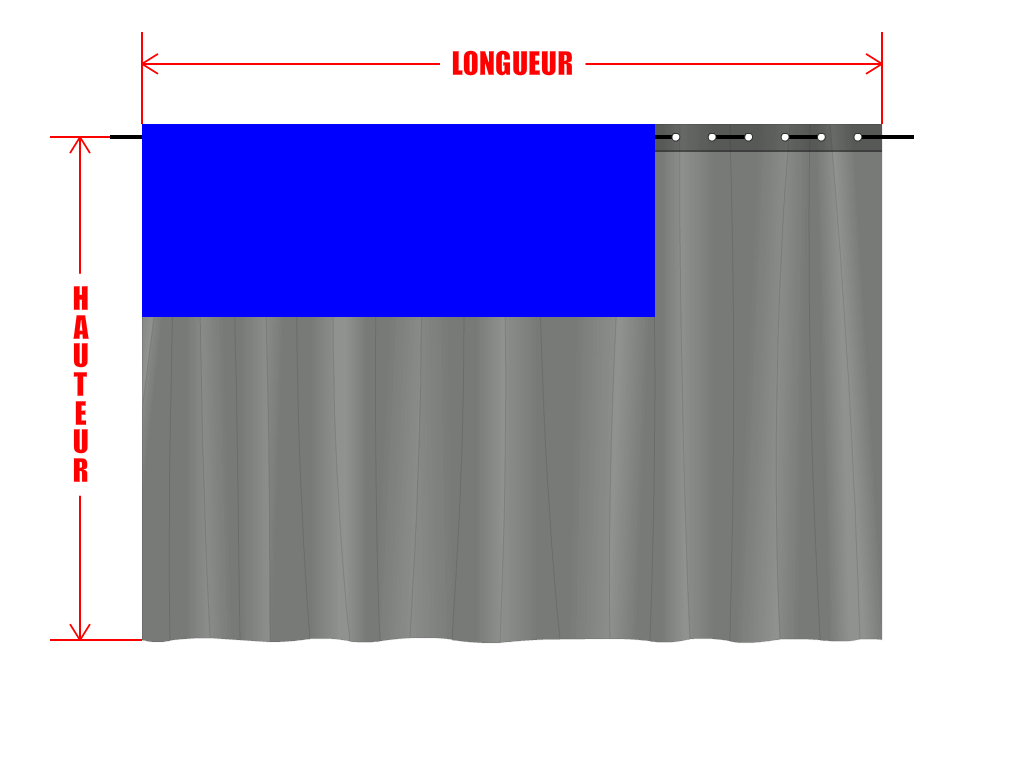 Rideau de séparation sur mesure en Membrane PVC 670gr/m² Gris clair RAL 7038 - 2x2m