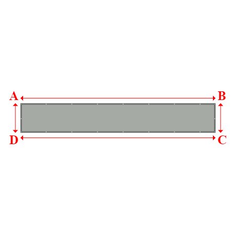 Bâche plate rectangle sur mesure en Membrane PVC 670gr/m² Gris clair RAL 7038 - 6.65x1.00m