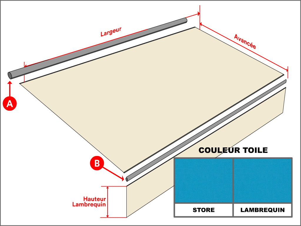 Toile pour store banne Dickson Orchestra Unicolore U388 Azur - 9.6x2.6m - remplacement toile de store banne