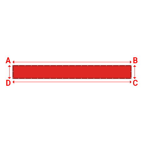 Bâche plate rectangle sur mesure en Membrane PVC 670gr/m² Rouge RAL 3002 - 6.20x0.71m