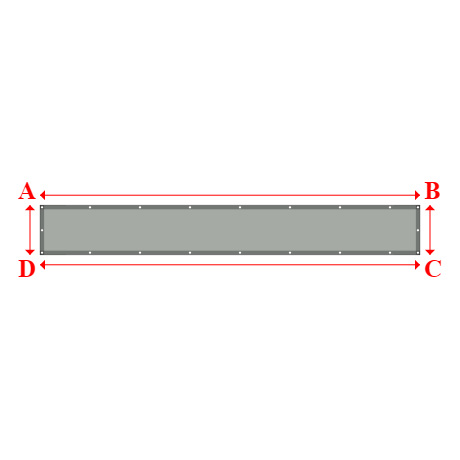 Bâche plate rectangle sur mesure en Membrane PVC 670gr/m² Gris clair RAL 7038 - 4.60x0.60m