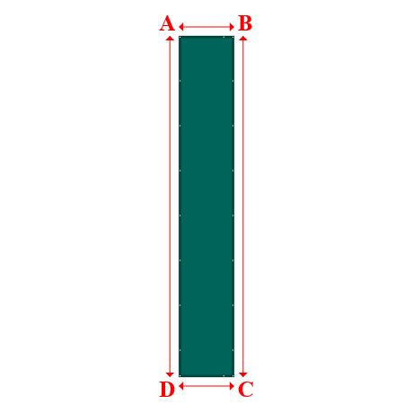 Bâche plate rectangle sur mesure en Membrane PVC 670gr/m² Vert industrie RAL 6026 - 1.20x7.40m
