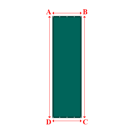 Bâche plate rectangle sur mesure en Membrane PVC 670gr/m² Vert industrie RAL 6026 - 1.00x3.50m