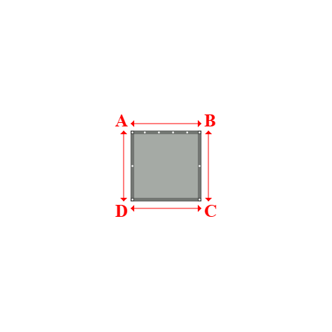 Bâche plate rectangle sur mesure en Membrane PVC 670gr/m² Gris clair RAL 7038 - 1.00x1.00m