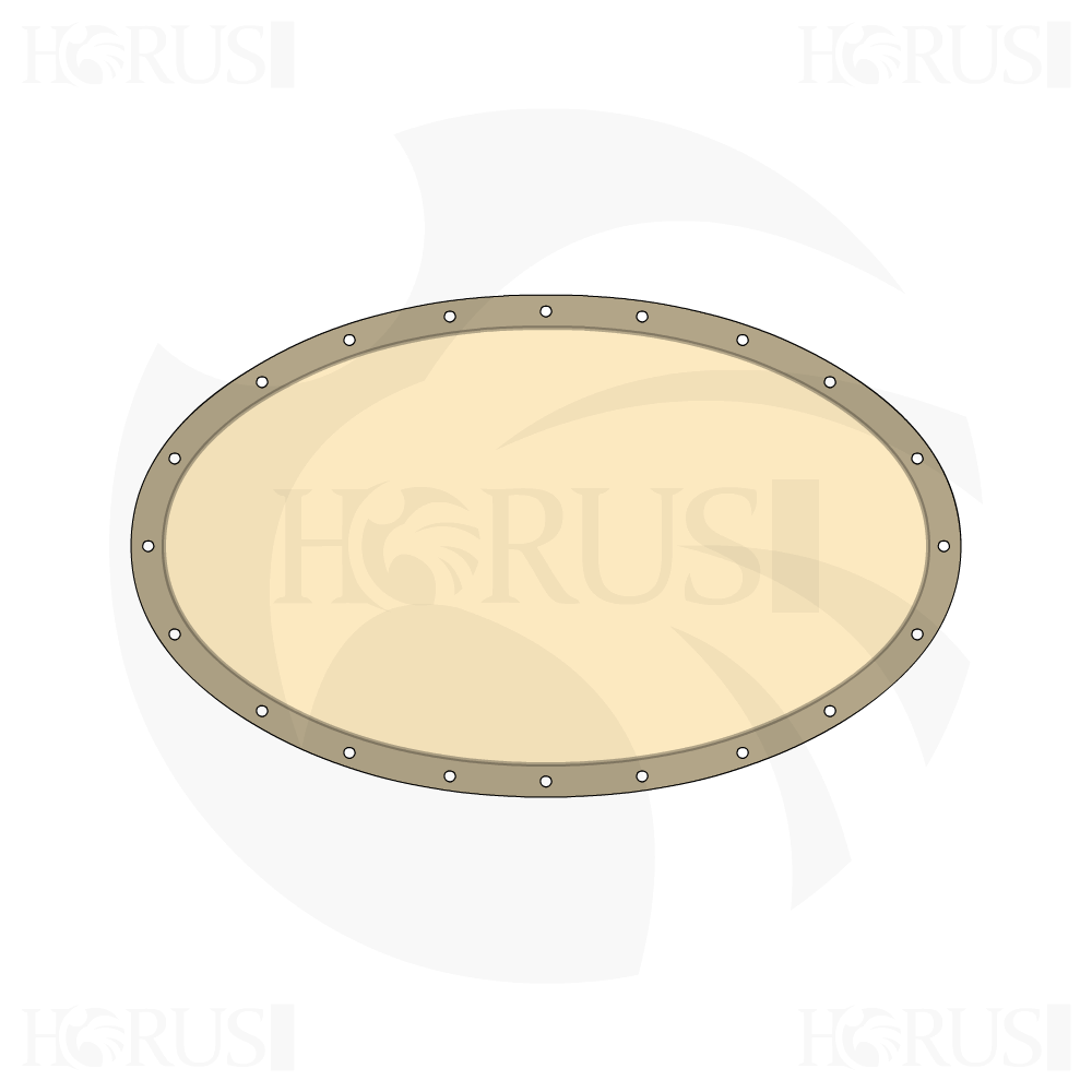 Bâche plate ovale en Membrane PVC 670gr/m² Beige ral 1015 d'une dimension de 2x1m
