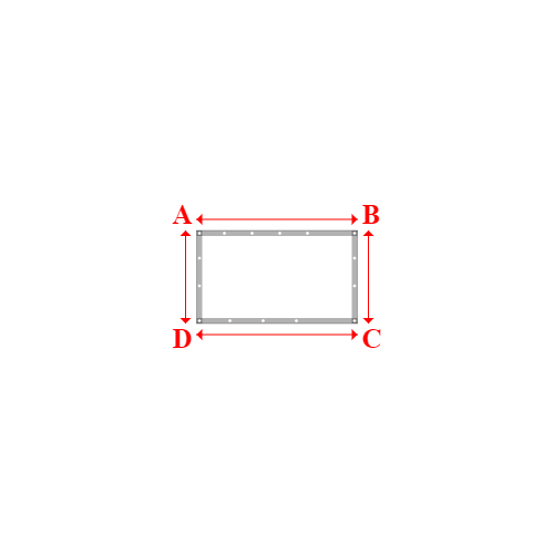 Bâche plate rectangle sur mesure en Membrane PVC 670gr/m² Blanc RAL 9016 - 1.45x0.84m