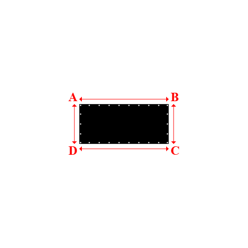 Bâche plate rectangle sur mesure en Membrane PVC 670gr/m² Noir RAL 9005 - 1.80x0.80m