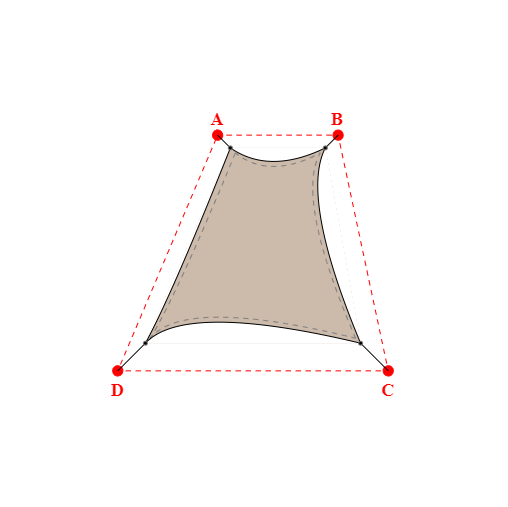 Voile d'ombrage trapèze en Soltis Lounge 96 Sandy beige 96-2135 - 1,90x4,01x4,30x4,31m