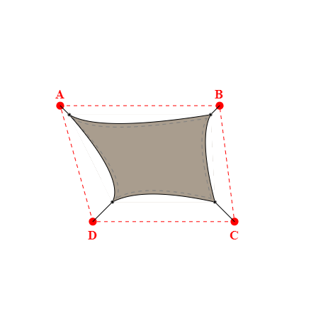 Voile d'ombrage trapèze en Soltis Lounge 96 Taupe 96-50850 - 3,99x2,49x2,89x2,59m