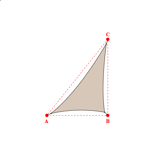 Voile d'ombrage triangle en Soltis Horizon 86 Beige sablé 86-2135 - 3,51x4,48x5,83m