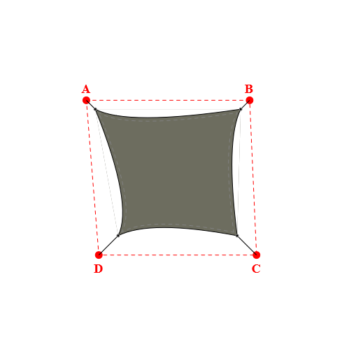 Voile d'ombrage trapèze en Soltis Perform 92 Gris foncé 92-51177 - 4,16x3,62x3,40x3,63m