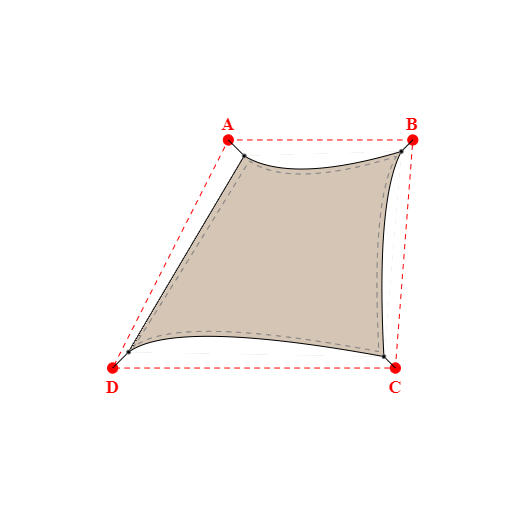 Voile d'ombrage trapèze en Soltis Perform 92 Beige Sablé 92-2135 - 2,09x2,74x3,40x2,98m