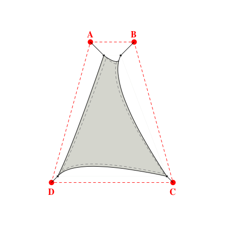 Voile d'ombrage trapèze en Soltis Perform 92 Galet 92-2171 - 0,69x5,19x4,49x5,19m